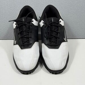 Nike Heritage Golf Shoes Mens 8 White Black 336040-101 Low Top Cleats Leather